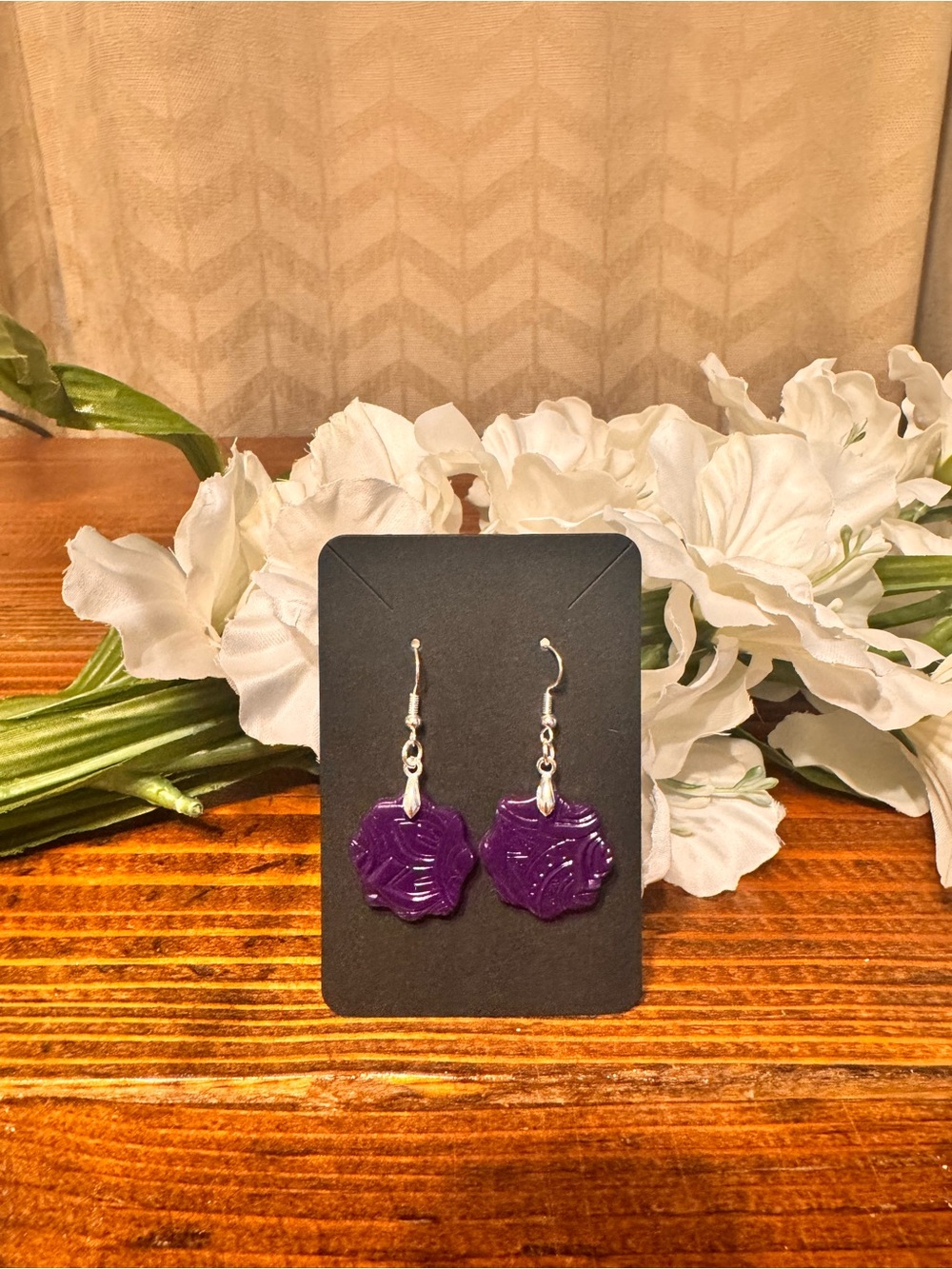 Purple Floral Boho Drop Earrings - Women Jewelry